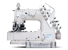 Máquina 4 Agulhas 8 fios Base Cilíndrica ponto Corrente Duplo Jack JK-8009VCDI-04085P - 220V + KIT PREMIUM CARBON E CADEIRA PARA COSTUREIRA