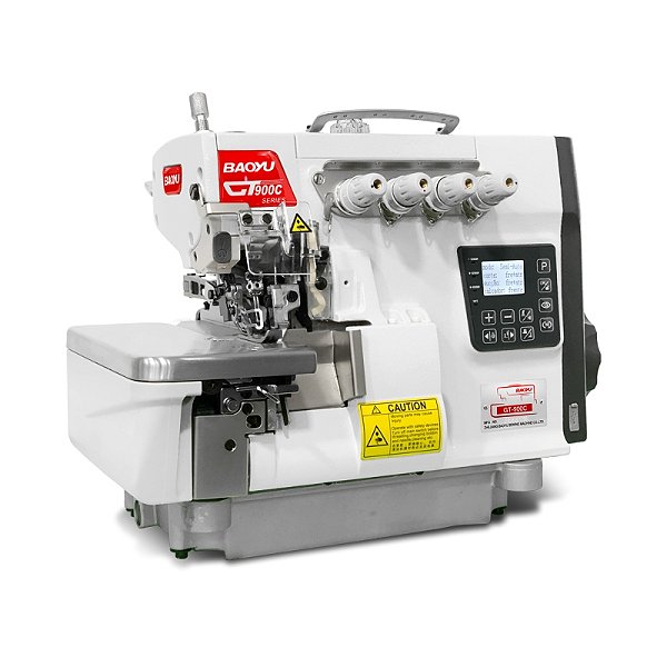 Maquina Interloque Eletrônica Média com Motor de Passo e Direct Drive Bayou GT-900C-5 - 220 V + KIT PREMIUM CARBON E CADEIRA PARA COSTUREIRA