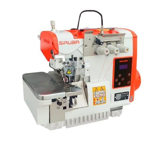 Maquina Overlock 3 fios Siruba com Arremate Motor Direct Drive 537Qe-504M-7-04-BK - 220 V + KIT PREMIUM CARBON E CADEIRA PARA COSTUREIRA