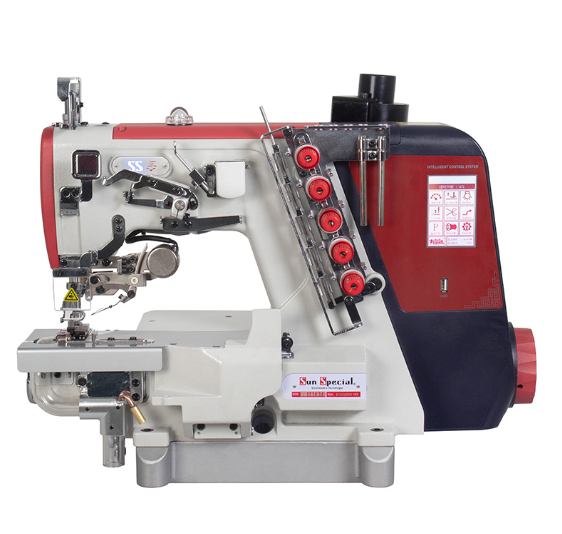 Máquina Galoneira Cilíndrica Eletrônica Sun Special SSF80ED-35AB-UT-ST-ES - 220 V + KIT PREMIUM CARBON E CADEIRA PARA COSTUREIRA