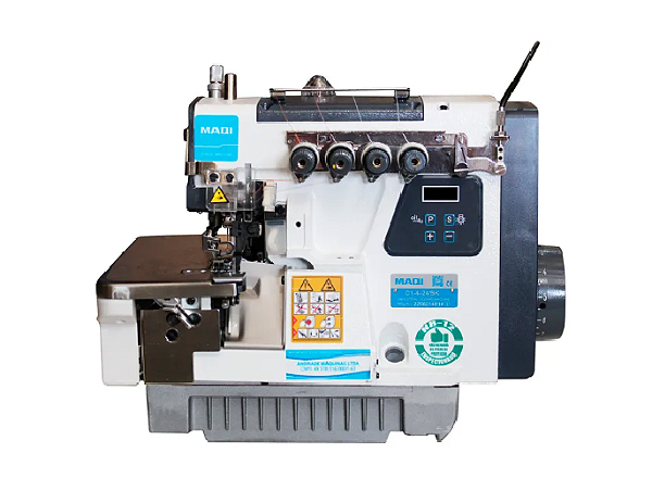 MAQUINA OVERLOQUE 2 AGULHAS PONTO CADEIA COM EMBUTIDOR DE CORRENTINHA MAQI C1-4-24 BK - 110 V COM PÉS E MESA MONTADOS