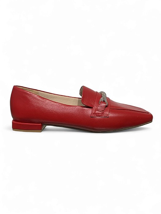 Mocassim Your Shoes Vermelho Strass