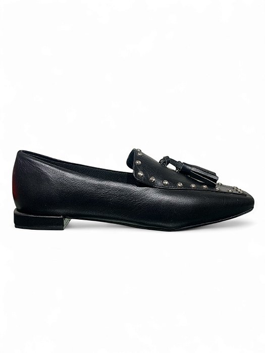 Mocassim Your Shoes Preto Aplique Cristal