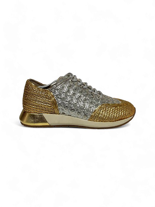 Tênis Your Shoes Prata e Dourado Trama