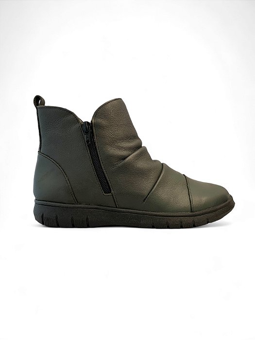 Bota Your Shoes Verde Pelica Zípers Laterais