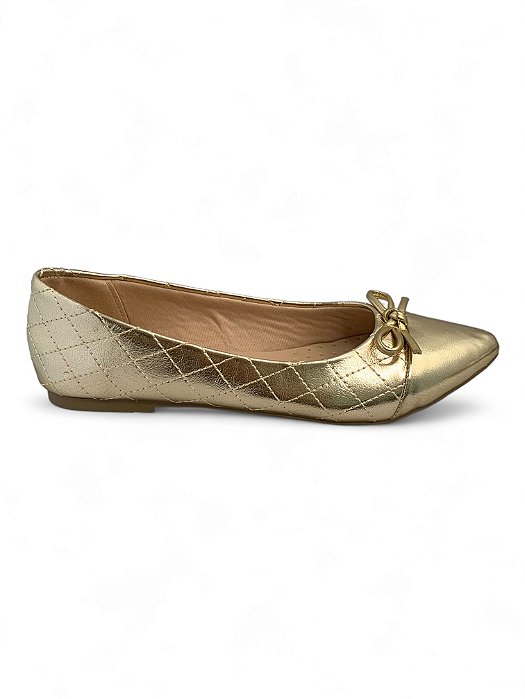 Sapatilha Your Shoes Dourada Bico Fino
