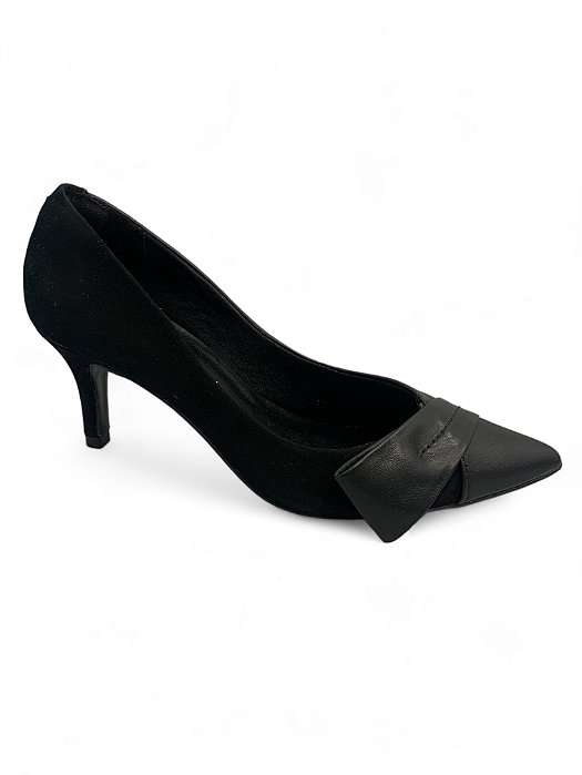 Scarpin Giulia Domna Preto Lateral Nobuck