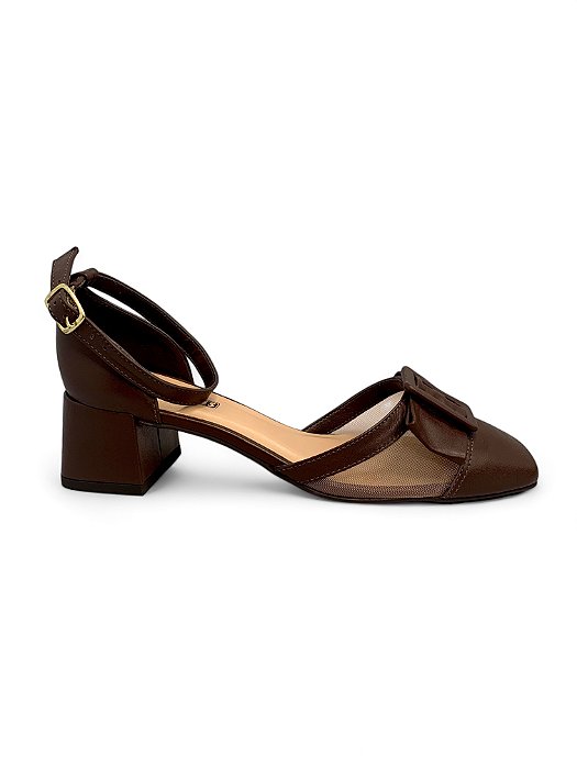 Sapato Your Shoes Telado Laço Marrom