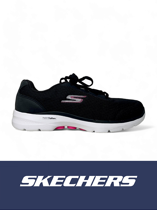 Tênis Skechers Preto e Rosa Forte