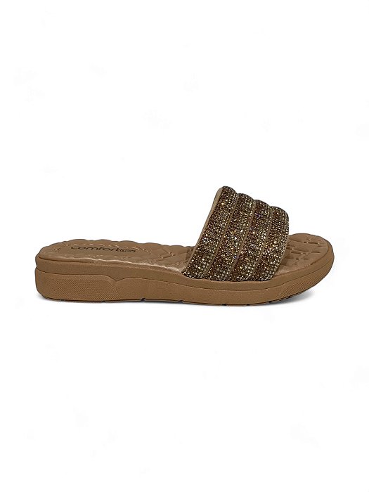 Tamanco Comfortflex Nude Brilho