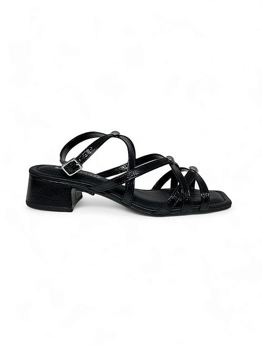 Sandália Your Shoes Preto Verniz