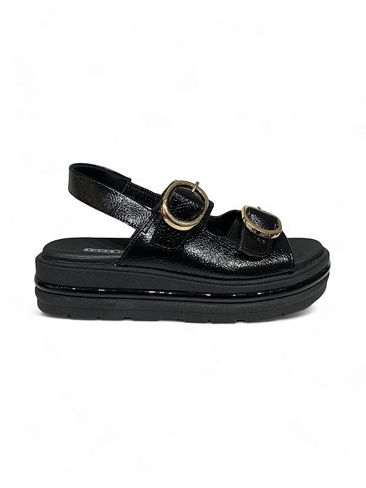 Papete Your Shoes Preta Verniz Molhado