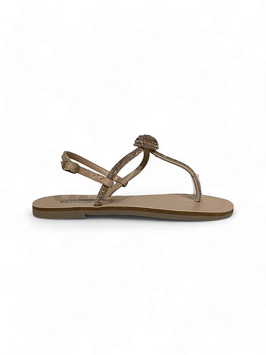 Rasteira Your Shoes Flor Nude Tira Traseira