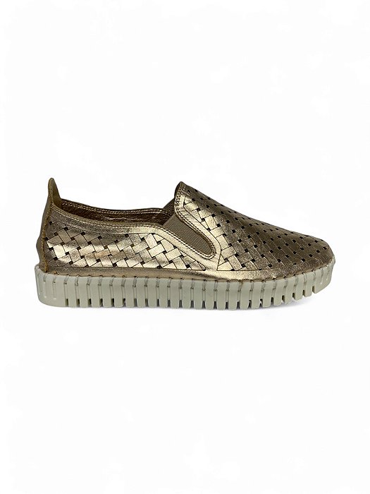 Tênis Your Shoes Dourado Furo Laser