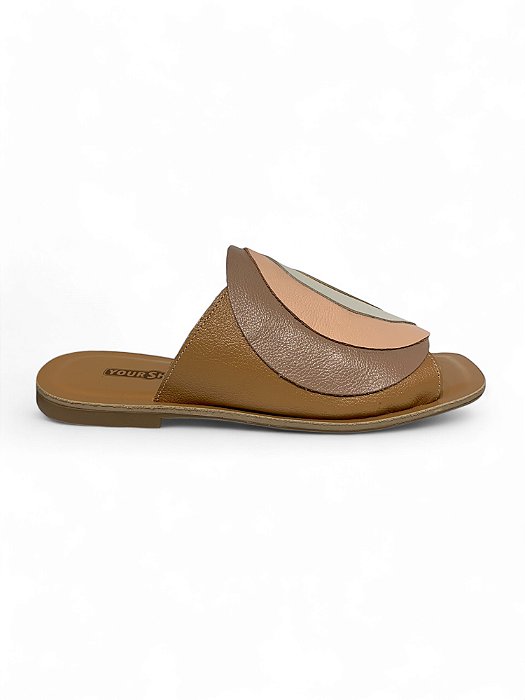 Rasteira Your Shoes Caramelo Tricolor