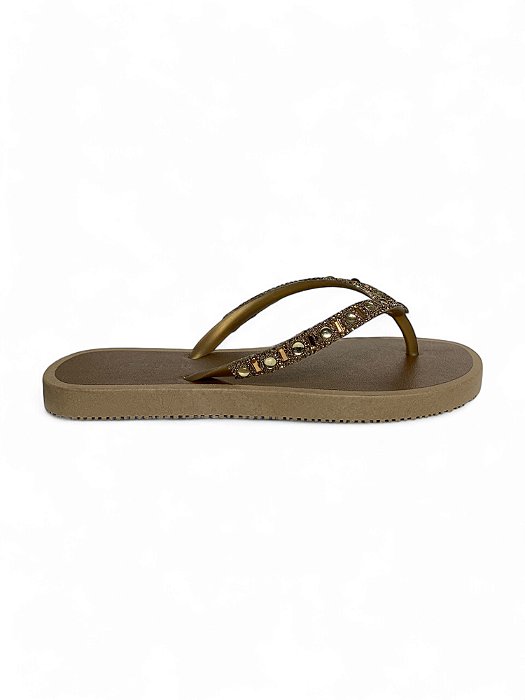Chinelo Your Shoes Bronze Tira Bronze Fina