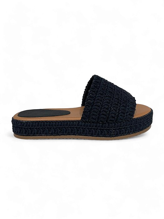 Tamanco Your Shoes Flat Trama Preto