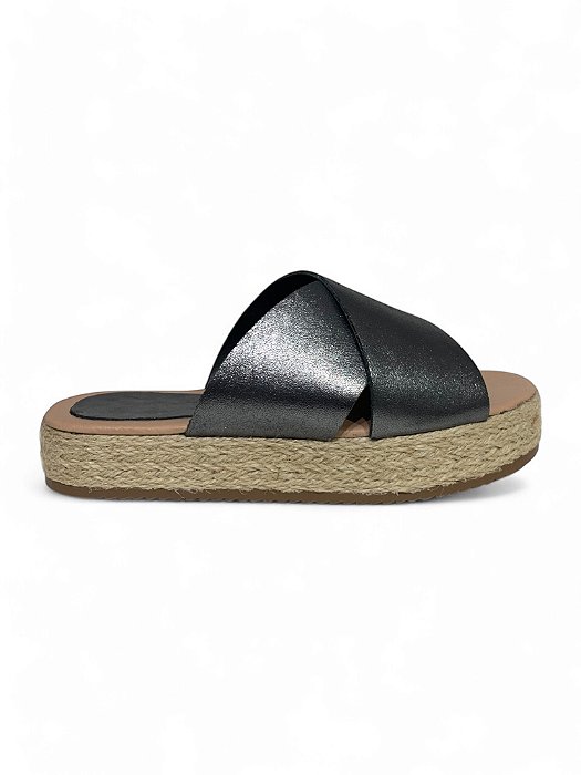 Tamanco Your Shoes Flat Onix Cruzado
