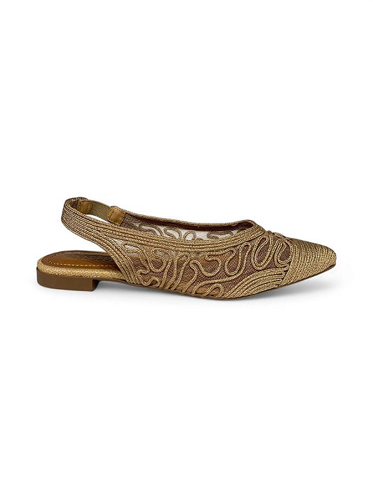 Slingback Your Shoes Caramelo Trama Linho