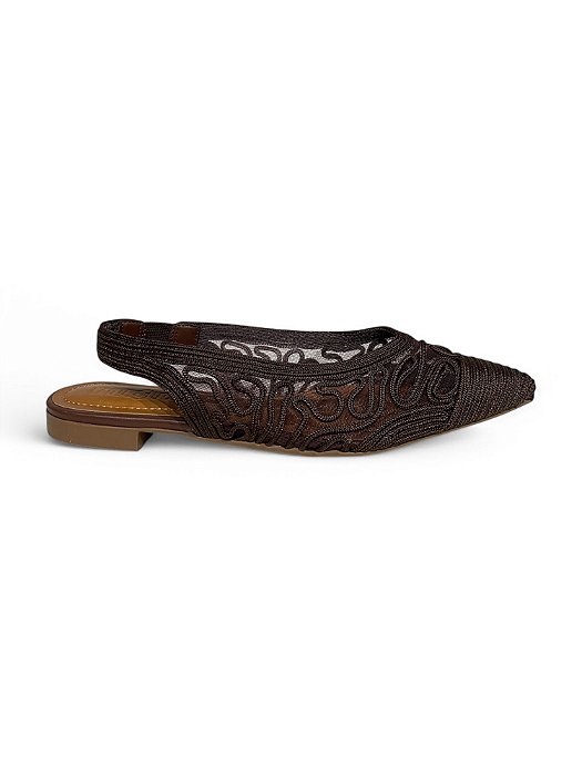 Slingback Your Shoes Marrom Trama Linho