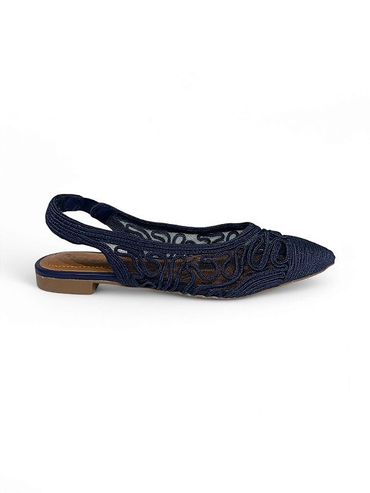 Slingback Your Shoes Azul Marinho Trama