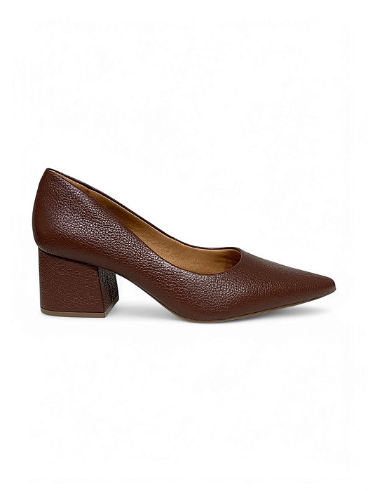 Scarpin Lia Line Marrom Salto Bloco