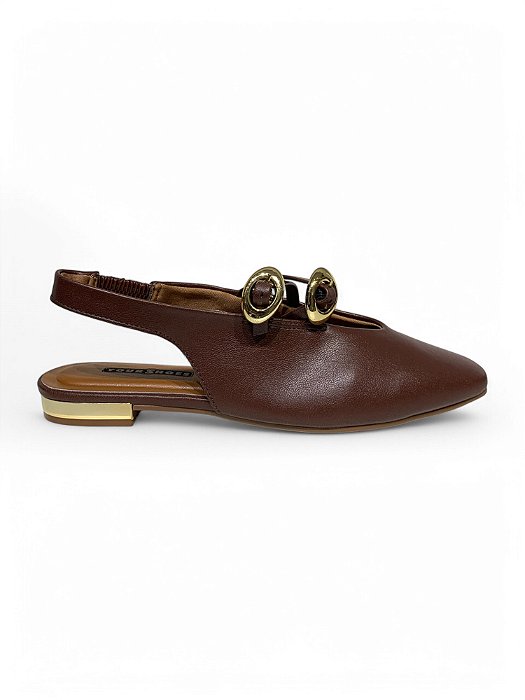 Slingback Your Shoes Marrom Salto Dourado
