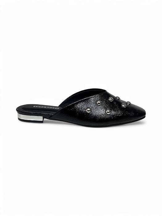 Mule Your Shoes Preto Metal Prata