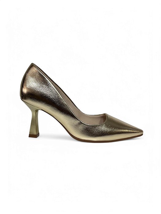 Scarpin Your Shoes Dourado Salto Taça