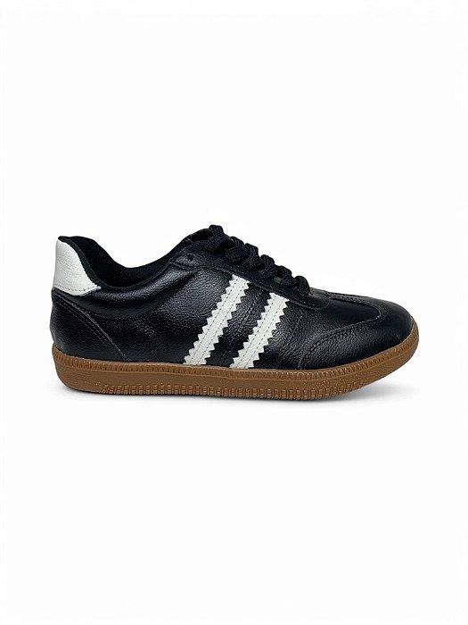 Tênis Your Shoes Preto Com Listras Brancas