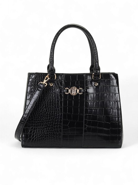Bolsa WJ Preta Croco Bridão Grande