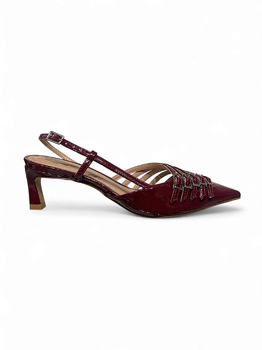 Scarpin Slingback Your Shoes Marsala Verniz