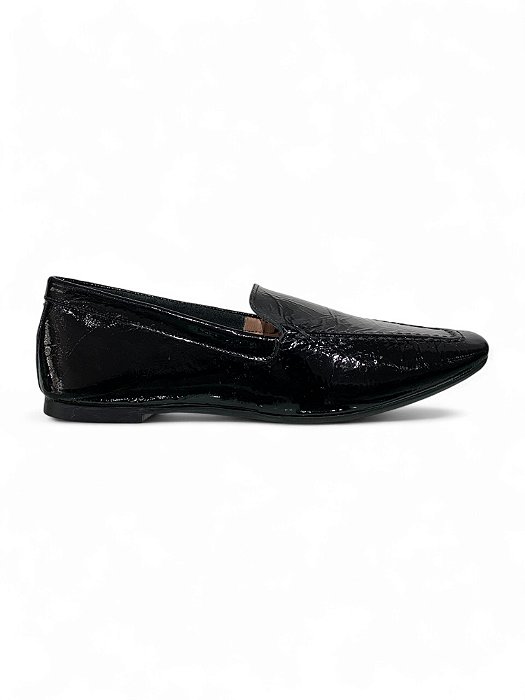 Mocassim Your Shoes Preto Verniz Molhado
