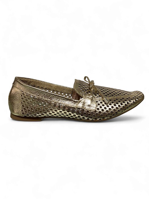 Mocassim Your Shoes Dourado Vazado