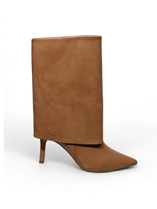 Bota Your Shoes Caramelo Vira De Couro