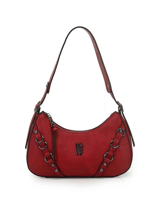Bolsa WJ Vermelha Baguete Média Com Cintos Frontais