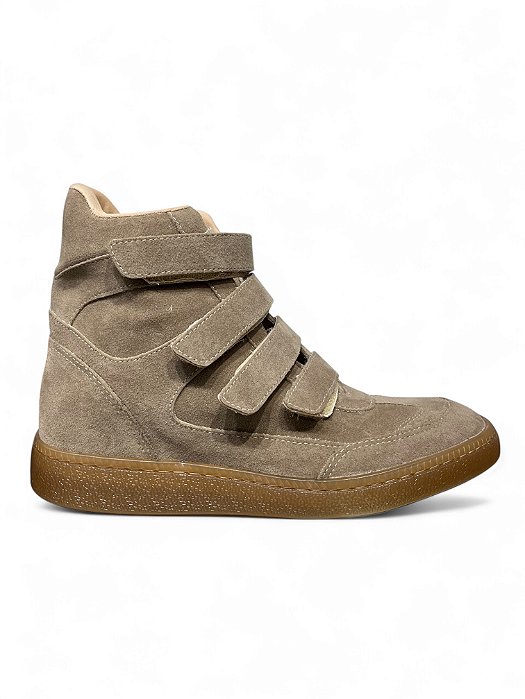 Tênis Sneaker HR Taupe Camurça Cano Médio