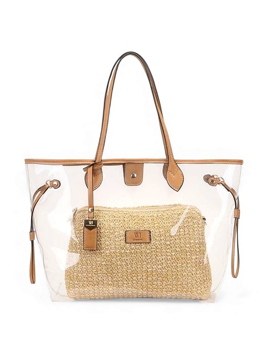 Bolsa WJ Vinil Com Necessaire Palha Camel