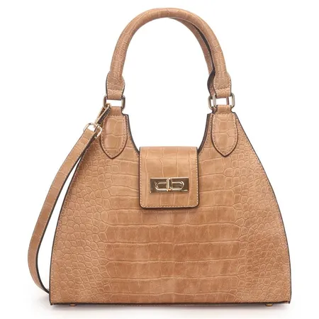 Bolsa WJ Camel Croco Satchel Md Estruturada