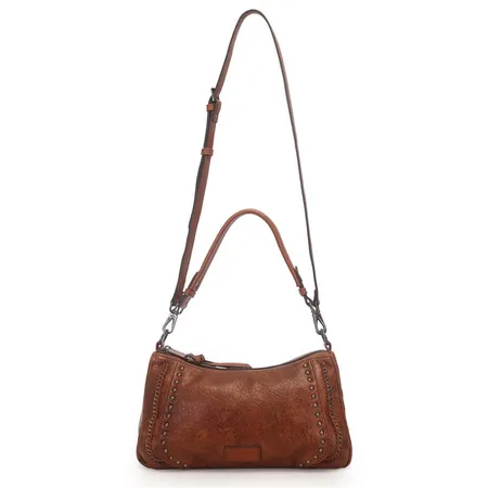 Bolsa WJ Marrom Transversal Med c/ Tachas