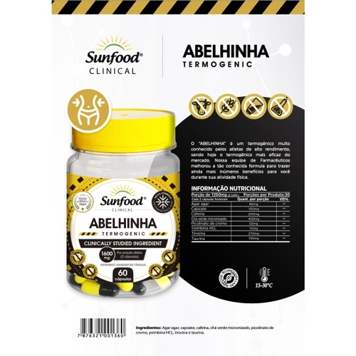 ABELHINHA TERMOGENIC 1260MG 60CAPS SUNFOOD CLINICAL