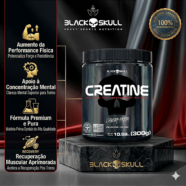 CREATINA PURA MONOHIDRATADA 300G BLACK SKULL