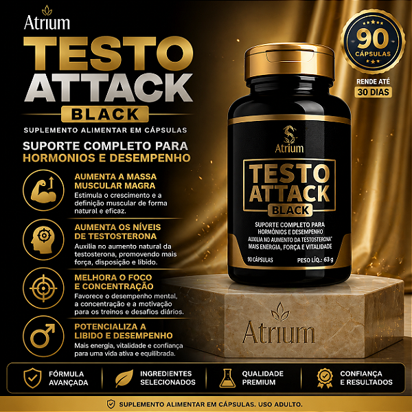 TESTO ATTACK BLACK 90 CAPS GOLDSNAKE IMPORTADO