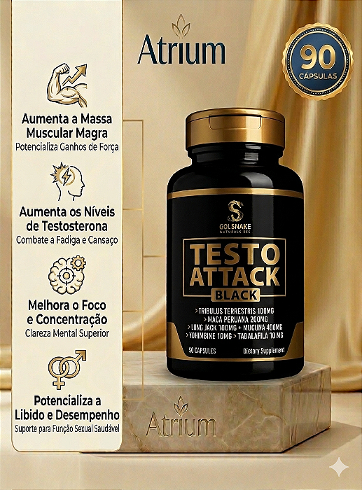 TESTO ATTACK BLACK 90 CAPS GOLDSNAKE IMPORTADO