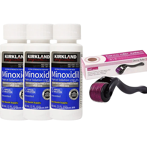 3 MINOXIDIL KIRKLAND + DERMAROLLER SYSTEM