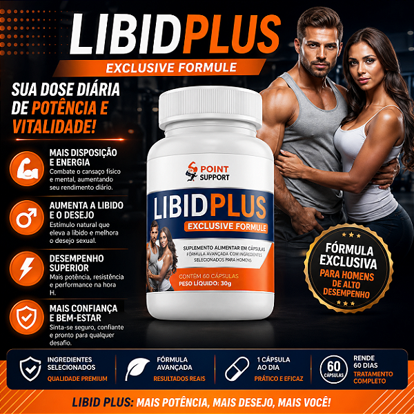 LIBIDPLUS PECURSOR DE TESTOSTERONA LIBIDO E ENERGIA 120 CÁPSULAS
