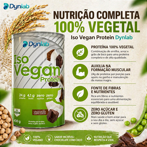 ISO Vegan protein - 400G - Chocolate com coco - Dynlab