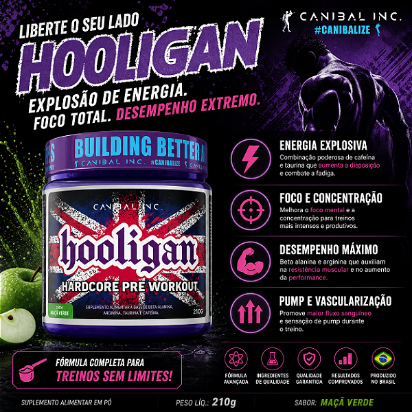 Pré-treino Hooligan - 210g - Canibal Inc.