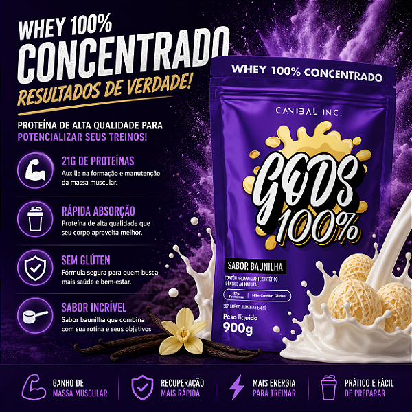 Gods whey 100% refil - 900g - Canibal Inc.