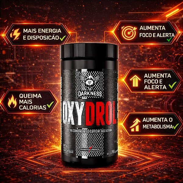 Cafeína Oxydrol Darkness 120 cápsulas Termogênico